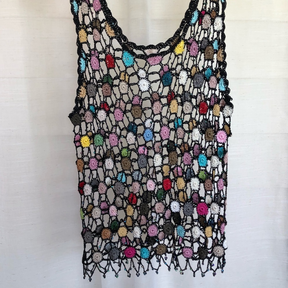 Beaded tank top cover up retro boho